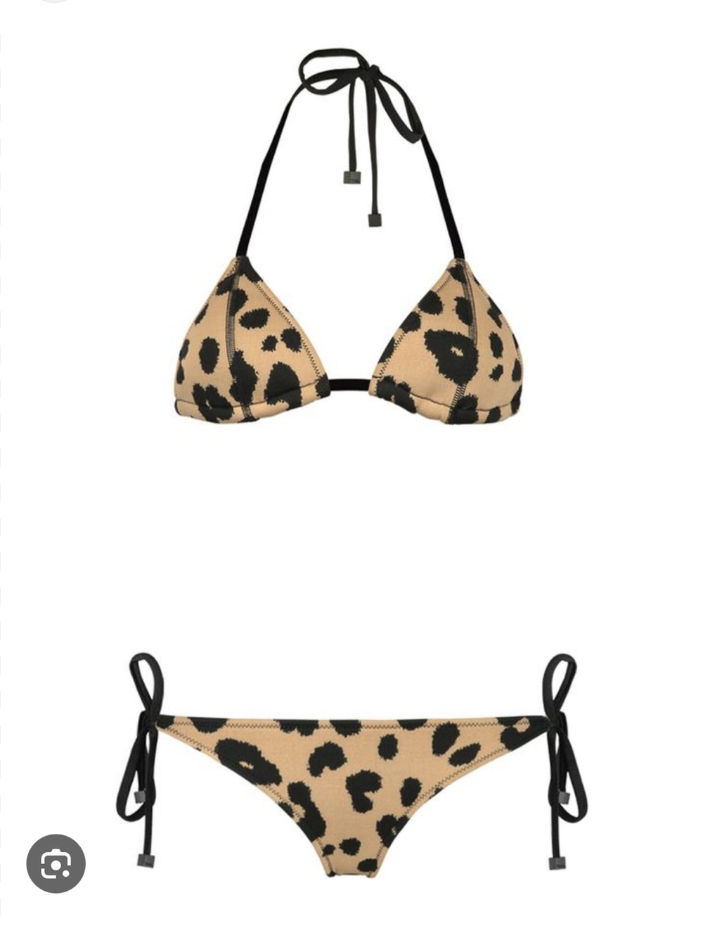 triangl swimwear Leopard Print Triangle Bikini with Black Ties